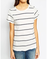 T-shirt à col rond à rayures horizontales blanc et noir Vero Moda