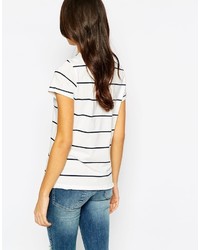 T-shirt à col rond à rayures horizontales blanc et noir Vero Moda