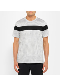 T-shirt à col rond à rayures horizontales blanc et noir Calvin Klein Collection
