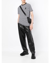 T-shirt à col rond à rayures horizontales blanc et noir Karl Lagerfeld