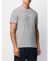 T-shirt à col rond à rayures horizontales blanc et noir Brunello Cucinelli