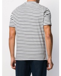 T-shirt à col rond à rayures horizontales blanc et noir Brunello Cucinelli