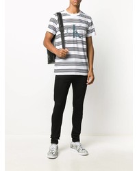 T-shirt à col rond à rayures horizontales blanc et noir Calvin Klein Jeans