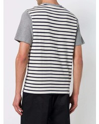 T-shirt à col rond à rayures horizontales blanc et noir JW Anderson