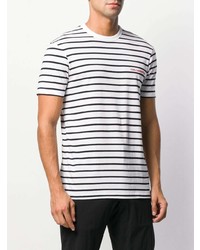 T-shirt à col rond à rayures horizontales blanc et noir Karl Lagerfeld
