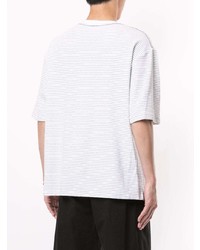 T-shirt à col rond à rayures horizontales blanc et noir Bassike
