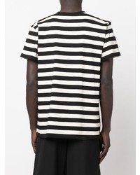 T-shirt à col rond à rayures horizontales blanc et noir COOL T.M