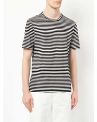 T-shirt à col rond à rayures horizontales blanc et noir Gieves & Hawkes