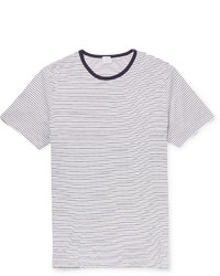 T-shirt à col rond à rayures horizontales blanc et noir Sunspel