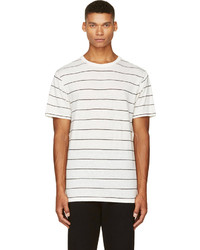 T-shirt à col rond à rayures horizontales blanc et noir Alexander Wang