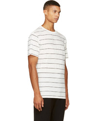 T-shirt à col rond à rayures horizontales blanc et noir Alexander Wang