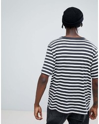 T-shirt à col rond à rayures horizontales blanc et noir Cheap Monday