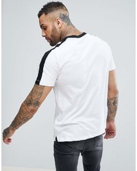 T-shirt à col rond à rayures horizontales blanc et noir New Look