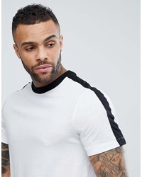 T-shirt à col rond à rayures horizontales blanc et noir New Look