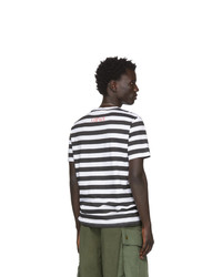 T-shirt à col rond à rayures horizontales blanc et noir Loewe