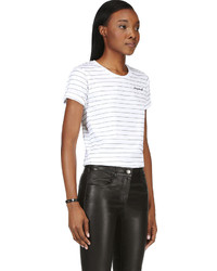 T-shirt à col rond à rayures horizontales blanc et noir Dsquared2
