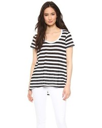 T-shirt à col rond à rayures horizontales blanc et noir Wilt