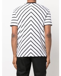 T-shirt à col rond à rayures horizontales blanc et noir Neil Barrett