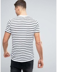 T-shirt à col rond à rayures horizontales blanc et noir French Connection