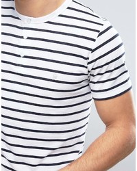 T-shirt à col rond à rayures horizontales blanc et noir French Connection