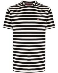 T-shirt à col rond à rayures horizontales blanc et noir YMC