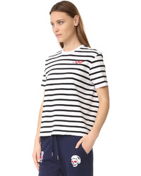 T-shirt à col rond à rayures horizontales blanc et noir Zoe Karssen