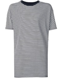 T-shirt à col rond à rayures horizontales blanc et noir Zanerobe