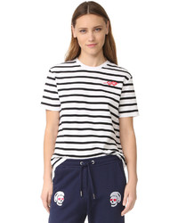 T-shirt à col rond à rayures horizontales blanc et noir Zoe Karssen
