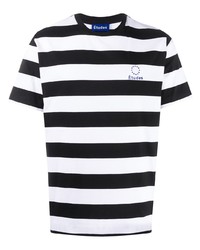 T-shirt à col rond à rayures horizontales blanc et noir Études