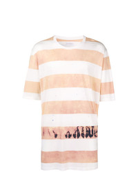 T-shirt à col rond à rayures horizontales blanc et rose Faith Connexion