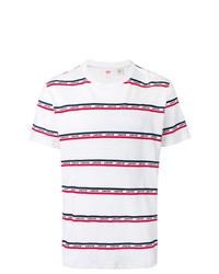 T-shirt à col rond à rayures horizontales blanc et rouge et bleu marine Levi's