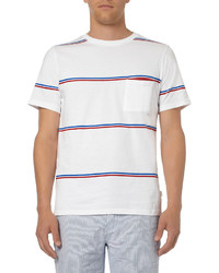 T-shirt à col rond à rayures horizontales blanc et rouge et bleu marine Saturdays Surf NYC