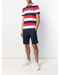 T-shirt à col rond à rayures horizontales blanc et rouge et bleu marine Polo Ralph Lauren