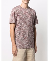 T-shirt à col rond à rayures horizontales blanc et rouge Missoni