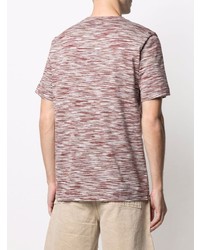 T-shirt à col rond à rayures horizontales blanc et rouge Missoni