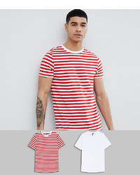 T-shirt à col rond à rayures horizontales blanc et rouge ASOS DESIGN