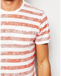 T-shirt à col rond à rayures horizontales blanc et rouge Pepe Jeans