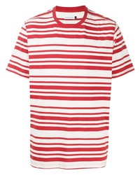 T-shirt à col rond à rayures horizontales blanc et rouge Camper