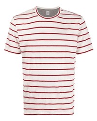 T-shirt à col rond à rayures horizontales blanc et rouge Eleventy