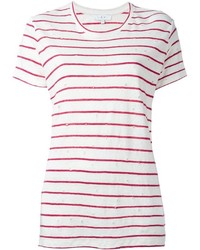 T-shirt à col rond à rayures horizontales blanc et rouge IRO