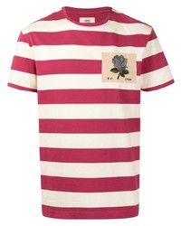 T-shirt à col rond à rayures horizontales blanc et rouge Kent & Curwen