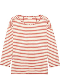 T-shirt à col rond à rayures horizontales blanc et rouge Madewell
