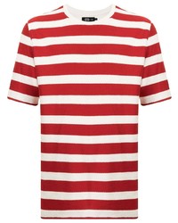 T-shirt à col rond à rayures horizontales blanc et rouge Man On The Boon.
