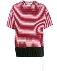 T-shirt à col rond à rayures horizontales blanc et rouge Marni