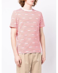 T-shirt à col rond à rayures horizontales blanc et rouge Michael Kors