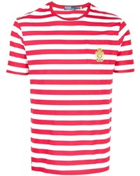 T-shirt à col rond à rayures horizontales blanc et rouge Polo Ralph Lauren