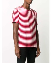 T-shirt à col rond à rayures horizontales blanc et rouge Societe Anonyme