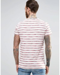 T-shirt à col rond à rayures horizontales blanc et rouge Lee