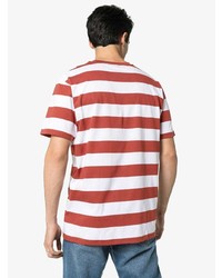 T-shirt à col rond à rayures horizontales blanc et rouge Sunspel