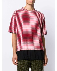 T-shirt à col rond à rayures horizontales blanc et rouge Marni